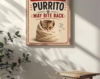 Funny Cat Poster | Quirky Wall Art | Danger Purrito