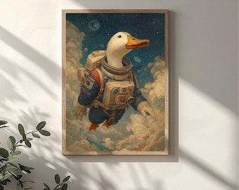 Silly Goose | Space Goose | Funny Animal Art | Animal Decor
