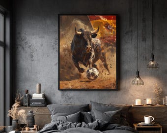 Spain Football World Cup Poster | Spanish Bull Artwork