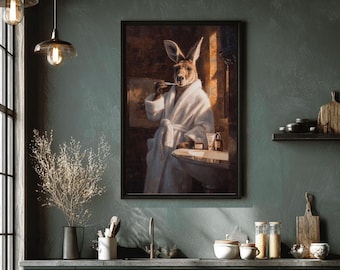 Kangaroo Bathroom Poster | Funny Animal Art | Animal Decor