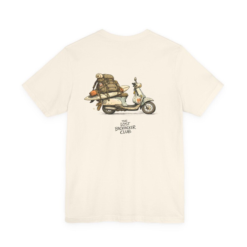 Camiseta Overloaded Scooter Travel: Camiseta gráfica de aventura de surf, camiseta unisex de estilo de vida nómada. imagen 9