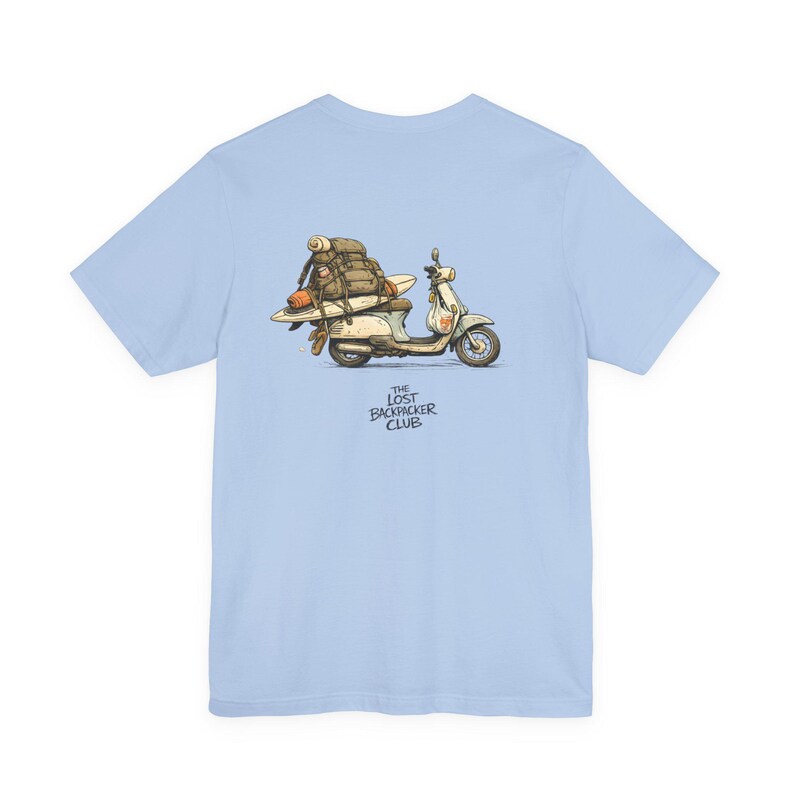 Camiseta Overloaded Scooter Travel: Camiseta gráfica de aventura de surf, camiseta unisex de estilo de vida nómada. imagen 11
