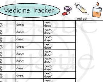 Medicine Tracker Sheet/Sick Kids/printable/digital download/keep the fun/medicine chart/tracker/surgery/home organization