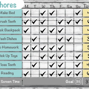 Gray Wood/Customized Printable Chore Chart/Behavior Chart/Reward Chart/Editable DIY