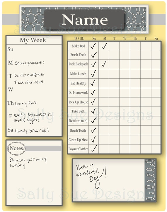 Chore Chart Layout