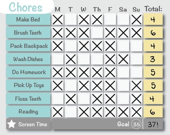 Solid Gray/Customized Printable Chore Chart/Behavior Chart/Reward Chart PLAIN Editable DIY