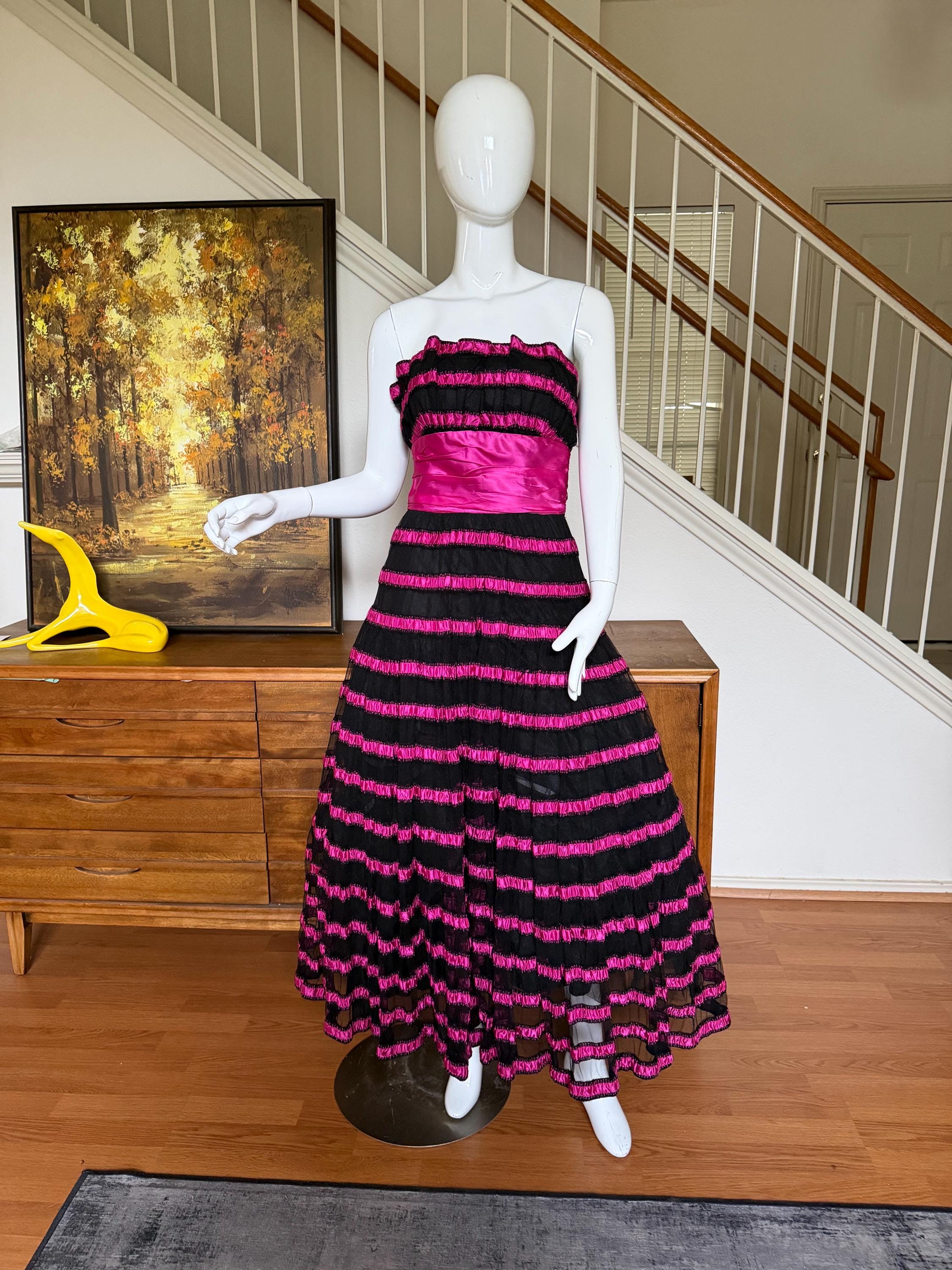 Hot Pink 80s Prom Dress - Etsy