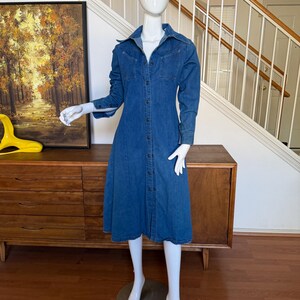 vintage 70s denim dress 1970s Blue Denim Shirt Dress
