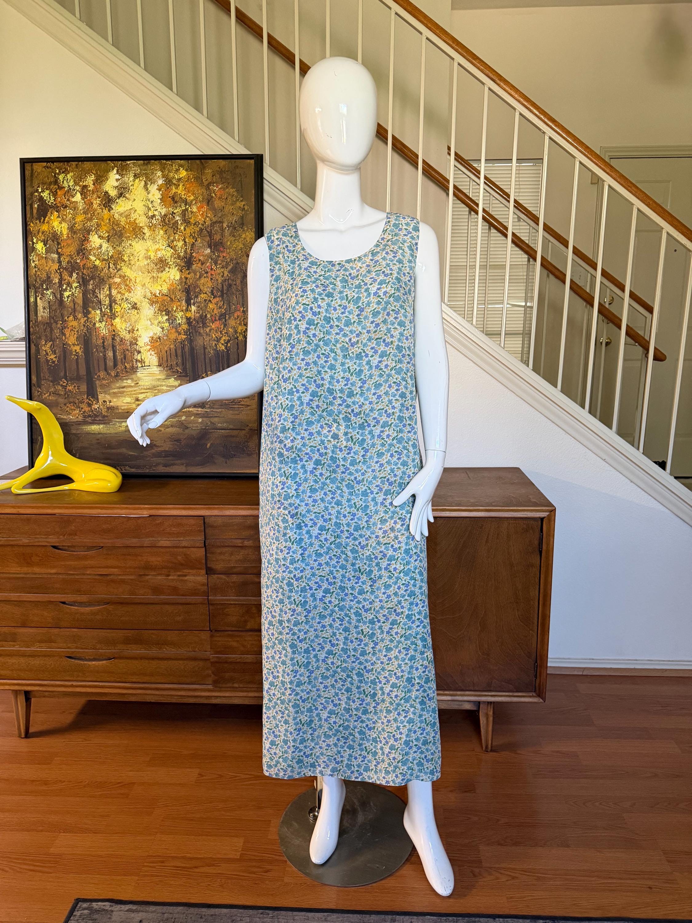 knee length dresses for ladies Off-White Blue Yard Sleeveless Maxi Dress – FARM Rio main image 0