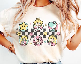 Princess Peach Girl Boy Shirt, Super Mario Birthday Shirt, Princess Peach Mario Shirt, Mario Baby Onesie®, Princess and Friends Party Shirt