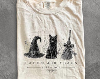 Comfort Colors® Salem 400 Years Anniversary T Shirt, Halloween Tee, Salem Massachusetts 400th Birthday Shirt