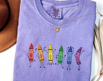 Comfort Colors® Funny Teacher Life Shirt Happy Doodle Back To School Gift Preschool Teacher School Supplies Shirt Crayon Pencil Tee