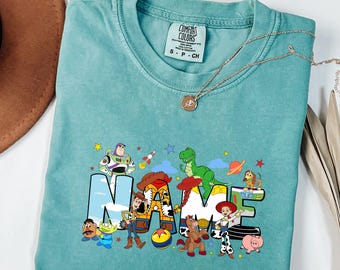 Comfort Colors® Custom Name Toy Story Shirt, Personalized Buzz Woody Jessie Tee, Toy Story Birthday Gift, Kids Shirt