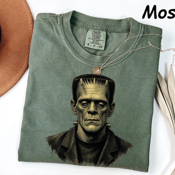 Comfort Colors® Halloween Frankenstein Monster Gothic Graphic Tee, Classic Horror Shirt, Halloween Spooky Gift
