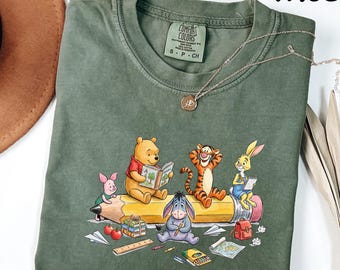 Comfort Colors® Winnie The Pooh Back to School T-Shirt, Librarian Shirt, Pooh And Friends Shirt, Cute Teacher Gift