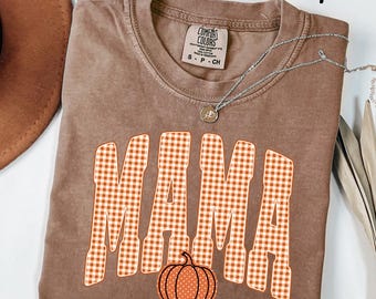 Comfort Colors® Mama Pumpkin Shirt, Fall Mama Shirt, Pumpkin Mama Crewneck, Thanksgiving Shirt, Cozy Autumn Gif, Family Trip Gift