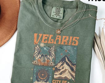Comfort Colors® Retro Velaris Shirt, The Night Court Shirt, Velaris City Of Starlight Shirt, Court Of Dreams, Rhysand, Cassian, SJM Shirt