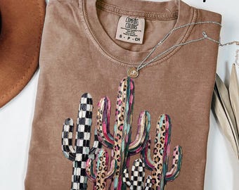 Comfort Colors® Desert Cactus Flower Shirt, Boho Desert Graphic Tee, Vintage Western T-Shirt, Paddle Cactus Bloom, Nature Lover Gift