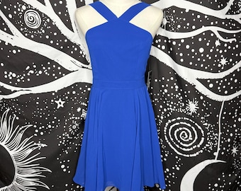 Lulus Women S Royal Blue Sleeveless Halter Forevermore Skater Dress NWT