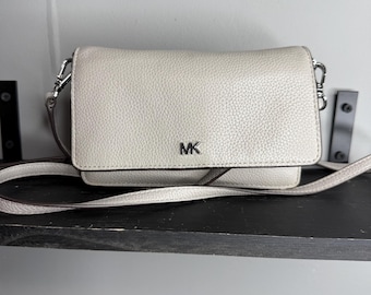 Michael Kors Jet Set Travel Large Crossbody Wallet Gray Leather Phone Bag
