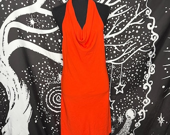 See You Monday Vibrant Orange Halter Midi Dress