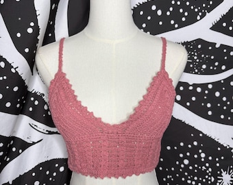 Hem & Thread Mauve Crochet Crop Top