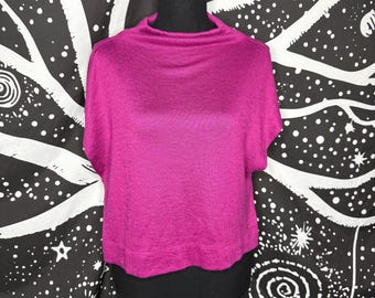 Anthropologie Fuchsia Short Sleeve Knit Top
