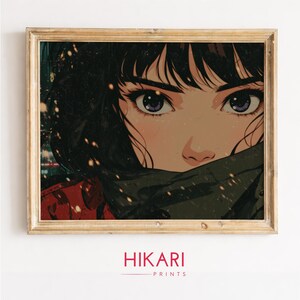 Retro Cyberpunk Heroine Portrait - 80s 90s Anime Style, Moody Neon-Lit Art, Dramatic Anime Digital Print, Cinematic Download