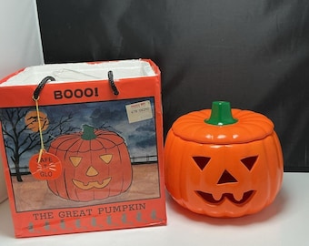 Over & Back Trick 'R Treater Pumpkin Jack O'Lantern Ceramic Candle Holder
