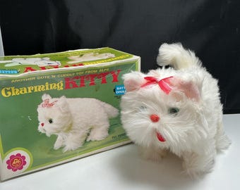 Gato encantador de juguete Alps Toys original vintage, en perfecto estado con caja, que camina y habla, probado.