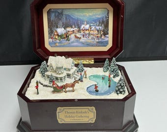 Caja de música navideña de Thomas Kinkade "Estaré en casa para Navidad" 2002