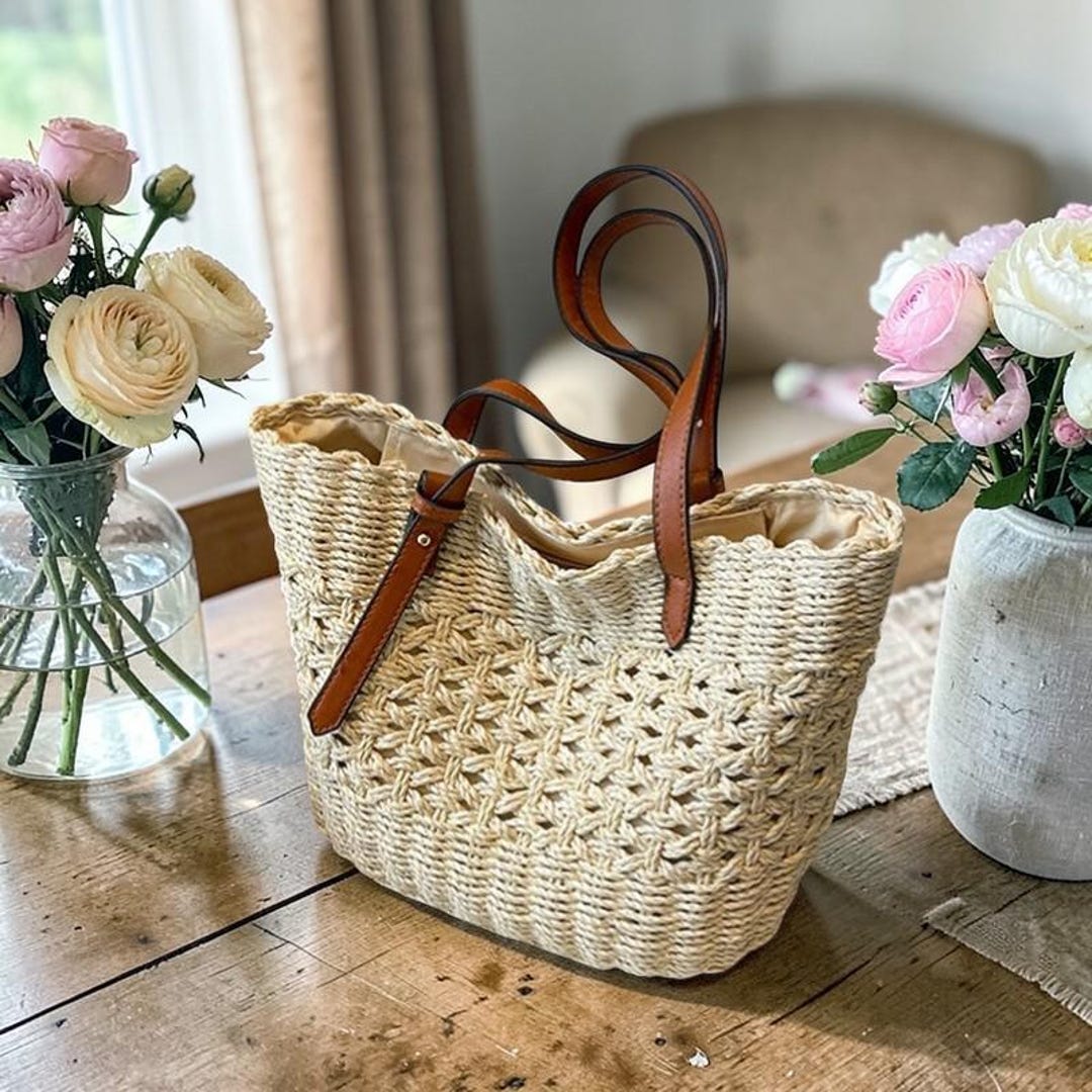 Summer Woven Straw Tote Bag Women Large Capacity Beach Rattan Basket ...