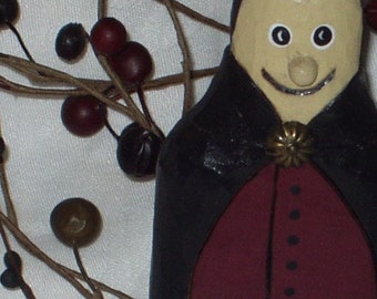 Hand Carved Halloween FLAT PEOPLE - DRACULA - Wooden Dracula