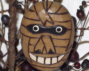 Primitive Handcarved Halloween Ornament - MUMMY