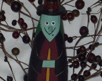 Handcarved Halloween Primitive FLAT PEOPLE - WITCH - Wooden Witch