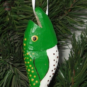 Handcarved Fish Ornament-Christmas Tree Fish Ornament-Wood Fish Ornament-Fish Ornament-Christmas Fish-Fish Decoration-Fish Stringer Ornament