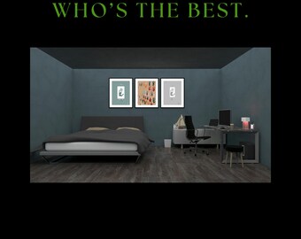 Motivational Wall Art Prints, "Who Is The Greatest?", "I Am The Greatest" (Set of 3)