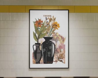 自信を持って花を咲かせよう - 考えて、勝つ、花柄のウォールアートプリント。