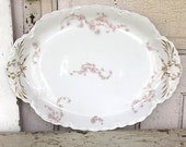 Vintage Platter Large White Pink Roses Haviland Limoges France China Platter