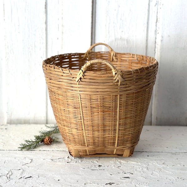 Vintage Large Gathering Basket Woven Basket