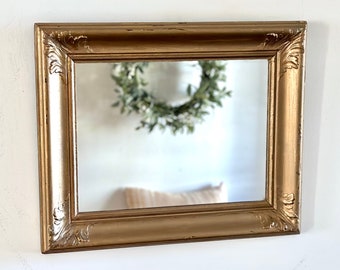 Vintage Mirror Gold Large Wall Mirror Wood Frame Chippy Aged