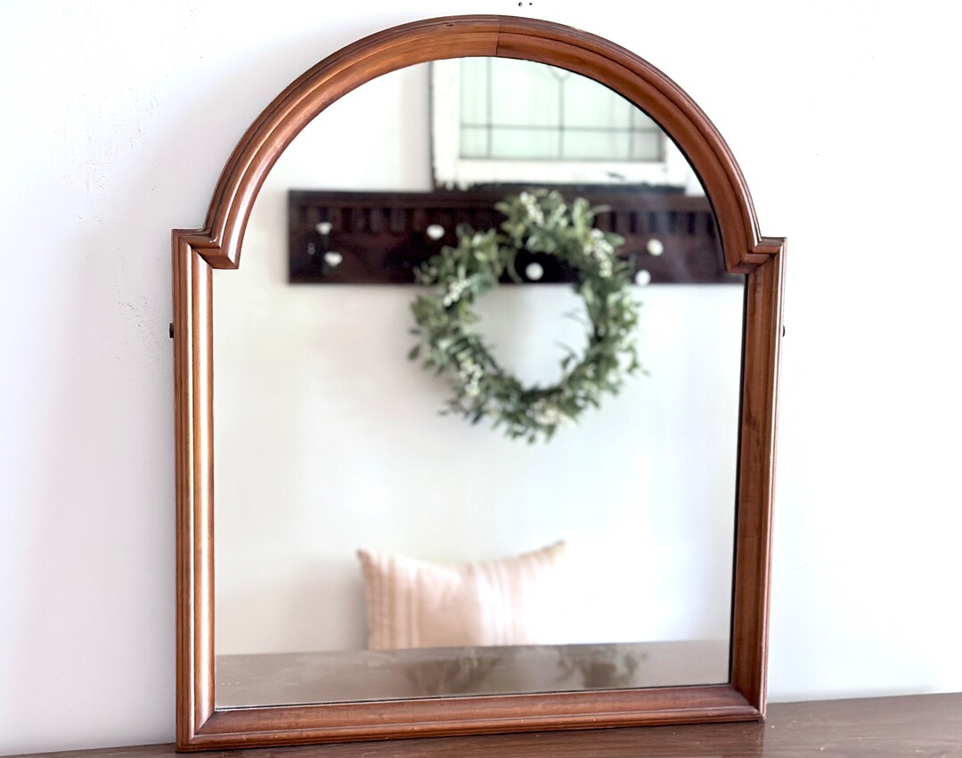 Antique Arched Mirror Large Wood Frame Etsy