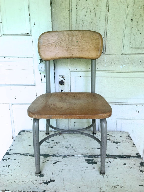 Vintage Child Chair Wood Metal Desk Chair Heywood Wakefield Etsy