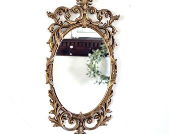 Vintage Gold Mirror Large Ornate Hollywood Regency Syroco/Turner