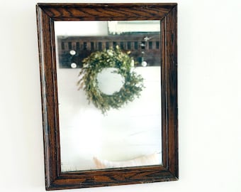 Antique Mirror Wood Frame Mirror Primitive Rustic Farmhouse
