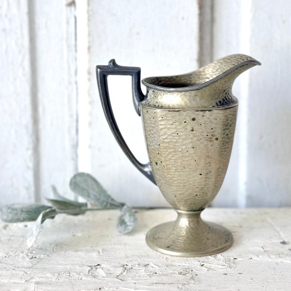 Vintage Silver Nickel Pitcher Small Silver Pitcher French Farmhouse Decor