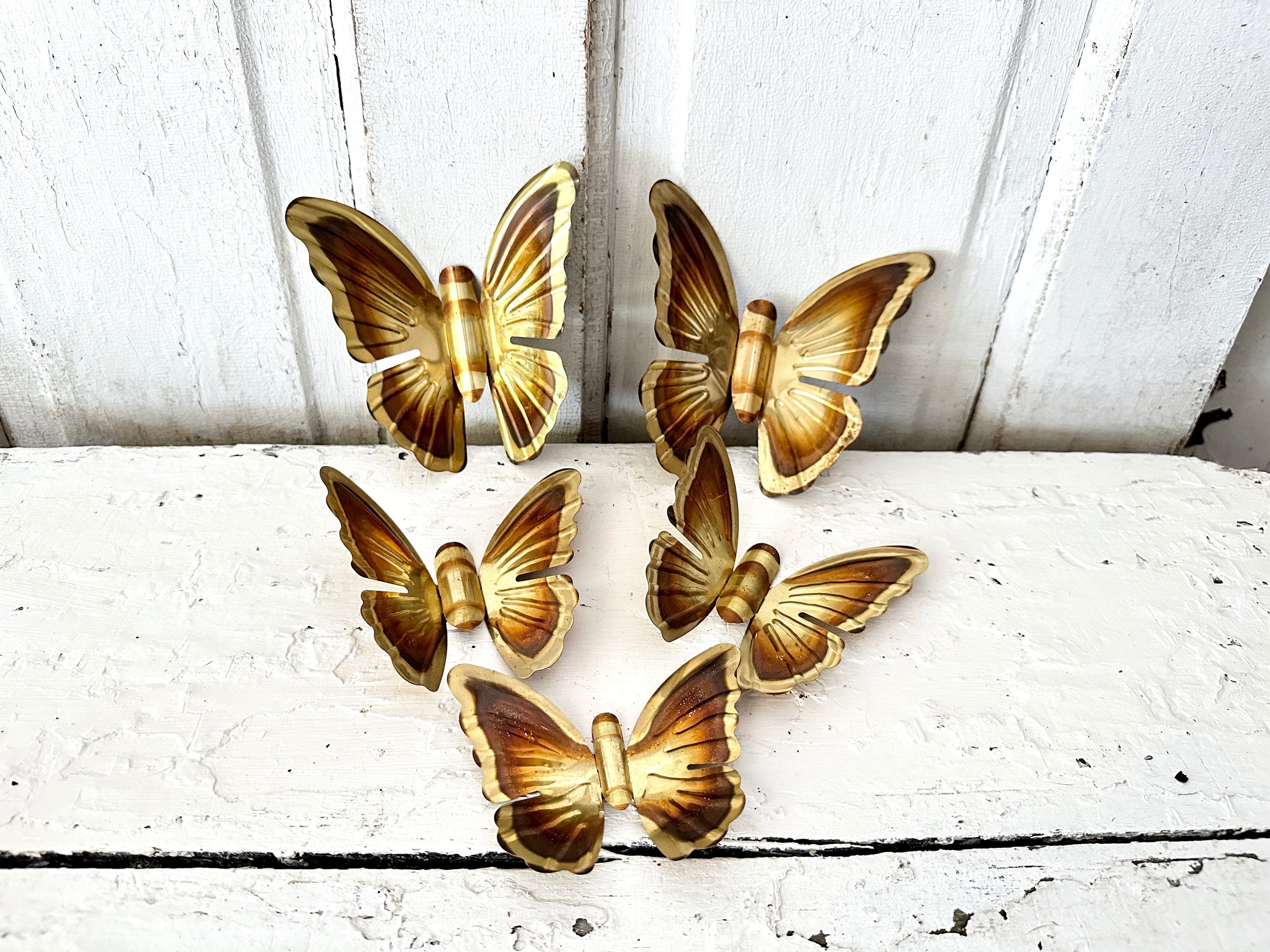 Vintage Gold Metal/Brass Butterflies Wall Decor Art Deco Midcentury Wall  Hanging