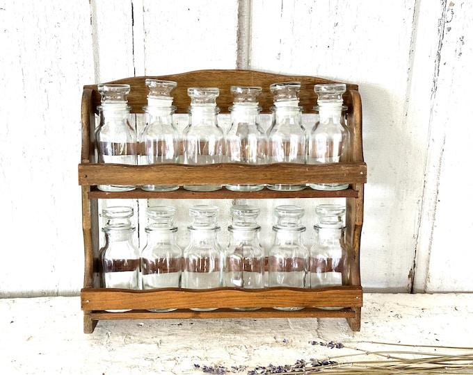 Retro Spice Rack Vintage Spice Rack With Spice Jars Farmhouse Cottage Kitchen - Etsy