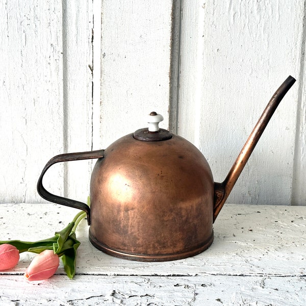 Vintage Copper Teapot French Cottage Kitchen Decor Tea Kettle