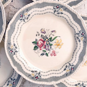 Vintage Transferware Floral  Plate Rutland Grey Ridgway &  Co Dinner Plate